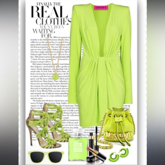 New GAUGE81 Krasnodar Draped Mini Dress Lime Green Medium - Picture 14 of 14